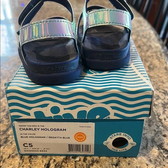NWOT original box Native toddler girl size 5 Charley Hologram sandal - Picture 3 of 4